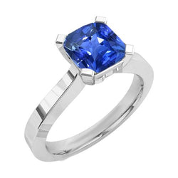 Solitaire Gouden Ring Stralende Natuurlijke Blauwe Saffier 1,50 Karaat 4 Prong