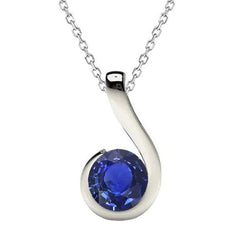 Solitaire Haak Hanger Rond Ceylon Saffier Witgoud 2 Karaat