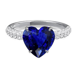 Solitaire Heart Cut Sapphire Ring met diamanten accenten 4,50 karaat