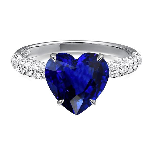 Solitaire Heart Cut Sapphire Ring met diamanten accenten 4,50 karaat - harrychadent.nl