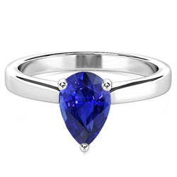 Solitaire Jubileum Peervormige Ceylon Sapphire Ring 2 Karaat