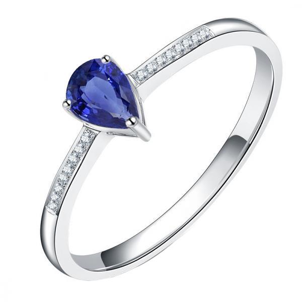 Solitaire Jubileumring Blauwe Saffier Pave Set Diamanten 1,50 Karaat - harrychadent.nl