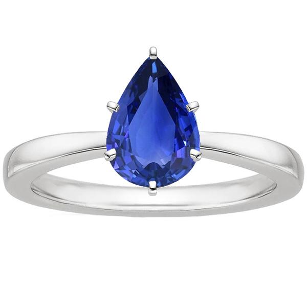 Solitaire Jubileumring Peer Blauwe Saffier 2 Karaat Prong Setting - harrychadent.nl