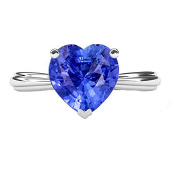 Solitaire Lichtblauwe Saffier Hart Ring 2.50 Karaat Prong Set Sieraden