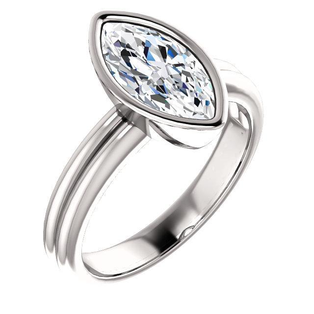 Solitaire Marquise diamanten ring 3 karaats bezel set wit goud 14k - harrychadent.nl
