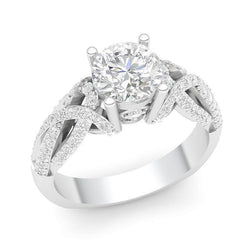 Solitaire Met Accent 3,60 Karaat Diamanten Fancy Ring Wit Goud 14K