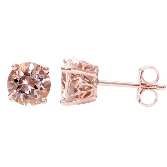 Solitaire Morganite 13 Karaat Dames Oorknopjes Goud Rose 14K - harrychadent.nl