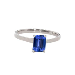 Solitaire Natuurlijke Blauwe Saffier Ring Emerald Prong Set 1,50 Karaat