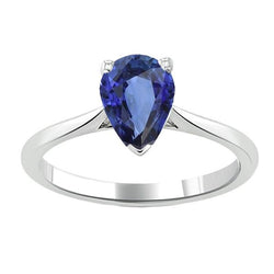 Solitaire Pear Blue Sapphire Ring Prong Set 1,50 karaat