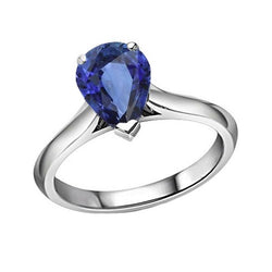 Solitaire Peer Blauwe Saffier Edelsteen Trouwring 2 Karaat