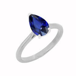 Solitaire Peer Diepblauwe Saffier Ring 1,50 Karaat Dames Sieraden
