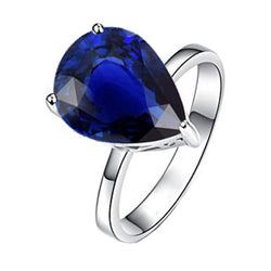 Solitaire Peer Diepblauwe Saffier Ring Sieraden 3 Karaat
