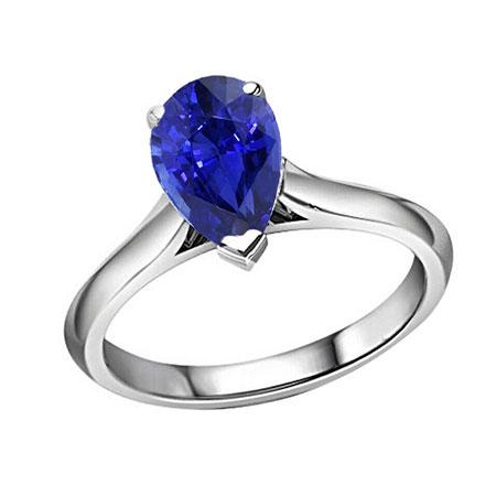 Solitaire Peer Edelsteen Ring 1,50 Karaat Ceylon Sapphire Gouden Sieraden - harrychadent.nl