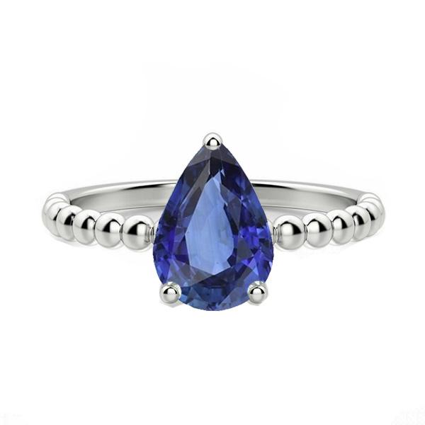Solitaire Peervormige Ceylon Sapphire Ring Kralenstijl 2 Karaat - harrychadent.nl
