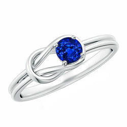 Solitaire Ring 2 karaat witgouden gespleten schacht blauwe saffier sieraden