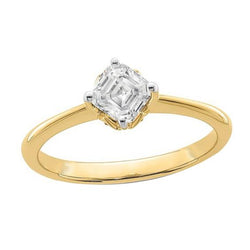 Solitaire Ring Asscher Old Miner Diamant Tweekleurig 2 Karaat Goud