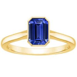 Solitaire Ring Bezel Set Emerald Sri Lankaanse saffier 3 karaat