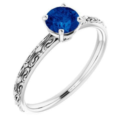 Solitaire Ring Blauwe Saffier 1,50 Karaat Filigraan Vrouwen Sieraden