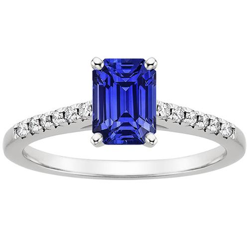 Solitaire Ring Blauwe Saffier Met Accenten Pave set Diamanten 4 Karaat - harrychadent.nl