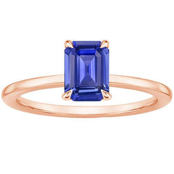 Solitaire Ring Ceylon Sapphire 3 karaat smaragd geslepen rosé goud 14K