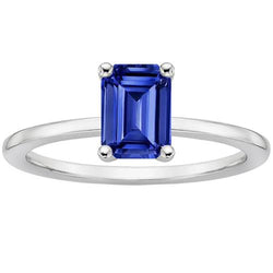 Solitaire Ring Emerald Blue Sapphire 3 karaat Prong Setting