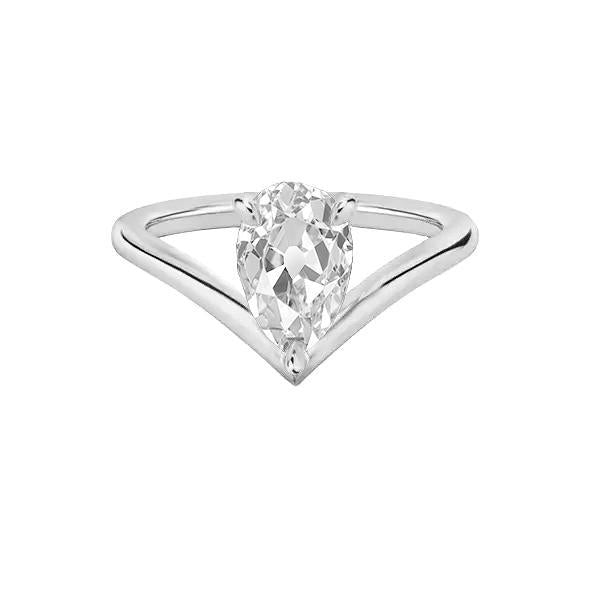 Solitaire Ring Enhancer Old Cut Pear Diamond 1,50 karaat 14K goud - harrychadent.nl