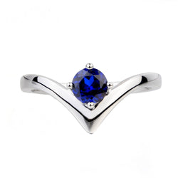 Solitaire Ring Enhancer voor dames, ronde geslepen blauwe saffier 1 karaat