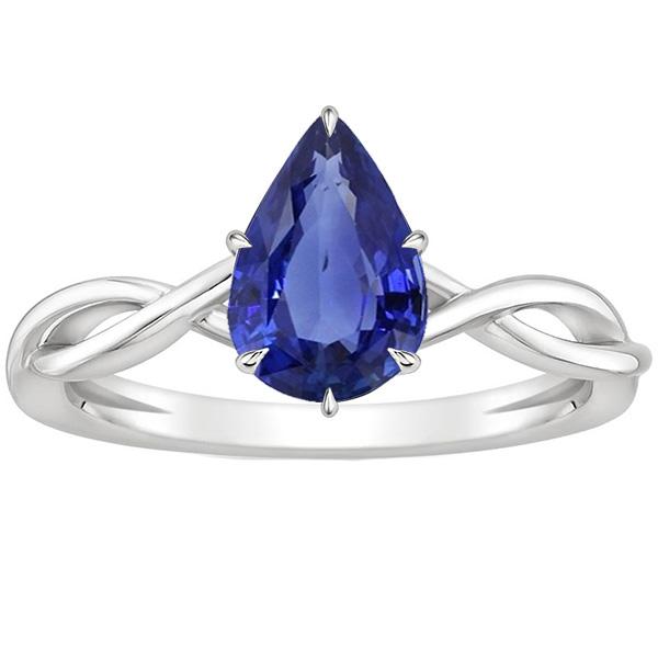 Solitaire Ring Infinity Style Peer Blauwe Saffier 2,50 Karaat - harrychadent.nl