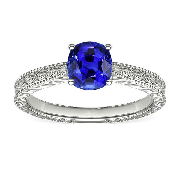 Solitaire Ring Kussen Ceylon Sapphire antieke stijl 1,50 karaat - harrychadent.nl