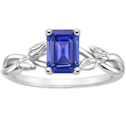 Solitaire Ring Leaf Infinity Style Emerald Ceylon Sapphire 3,50 karaat