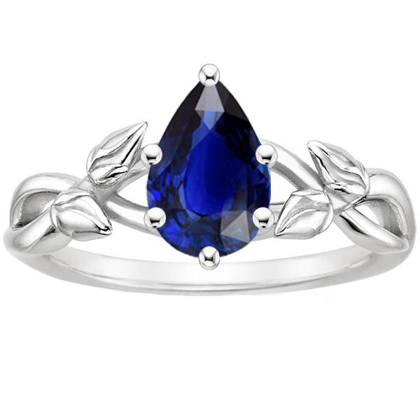 Solitaire Ring Leaf Infinity Style Peervorm Blauwe Saffier 2 Karaat - harrychadent.nl