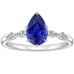 Solitaire Ring Met Accenten Peer Sri Lankaanse Saffier 4,50 Karaat