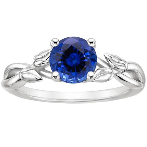 Solitaire Ring Natuurlijke Blauwe Saffier Gespleten Schacht Bladstijl 2 Karaat - harrychadent.nl
