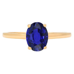 Solitaire Ring Ovaalvormige Sri Lankaanse Saffier 2 Karaat Geel Goud