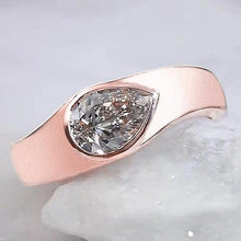 Afbeelding in Gallery-weergave laden, Solitaire Ring Peer Diamant 2 Karaat Rose Goud Houtnerf Metaal - harrychadent.nl
