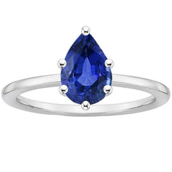 Solitaire Ring Peer Geslepen Blauwe Saffier 2,50 Karaat Prong Setting