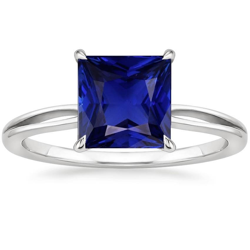 Solitaire Ring Princess Cut Sri Lankaanse Sapphire Split Shank 5 karaat - harrychadent.nl