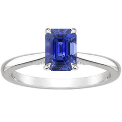 Solitaire Ring Prong Setting Emerald Ceylon Sapphire 3 karaat