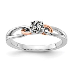 Solitaire Ring Rond Old Miner Diamond Split Shank Two Tone 1 Carat
