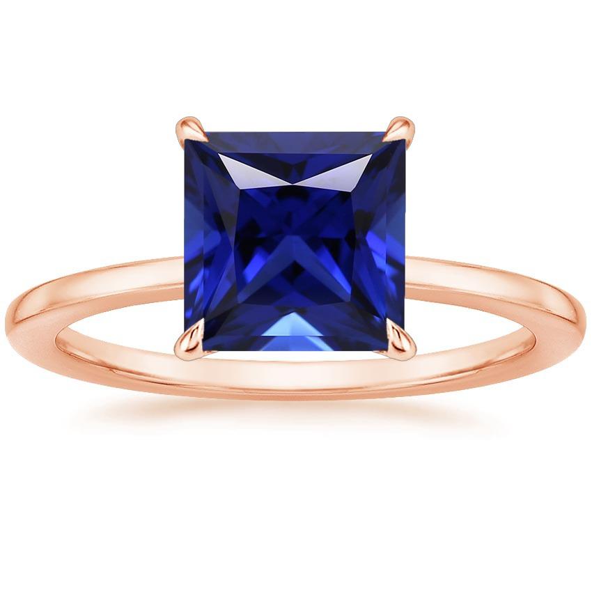 Solitaire Ring Rose Gold 14K Princess Cut Ceylon Sapphire 5 karaat - harrychadent.nl