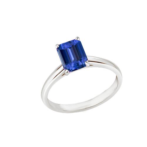 Solitaire Ring Smaragd Natuurlijke Blauwe Saffier 2 Karaats Prong Set - harrychadent.nl