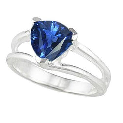 Solitaire Ring Split Shank Triljoen Sri Lankaanse saffier 1 karaat