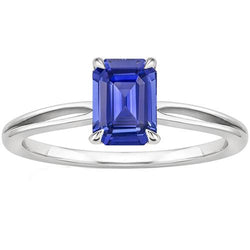 Solitaire Ring Split Shank smaragd Ceylon Sapphire 3 karaat