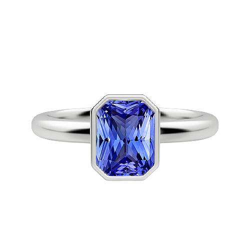 Solitaire Ring Stralende Bezel Set Natuurlijke Blauwe Saffier 1,50 Karaat - harrychadent.nl