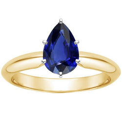 Solitaire Ring Tweekleurige Peer Ceylon Saffier 3 Karaat