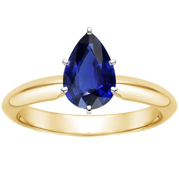 Solitaire Ring Tweekleurige Peer Ceylon Saffier 3 Karaat - harrychadent.nl