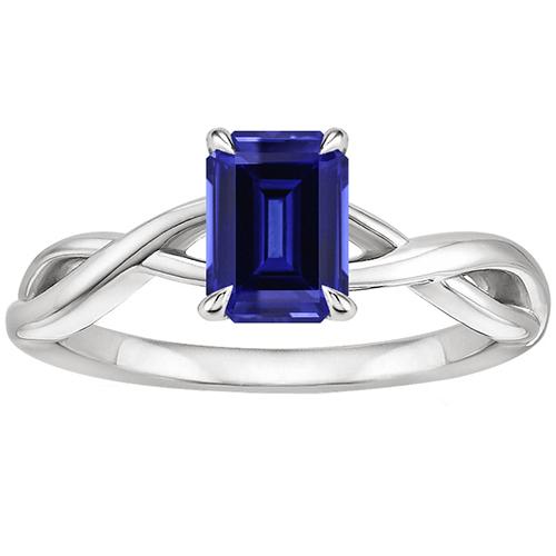 Solitaire Ring Witgoud 14K Smaragdblauwe Saffier 3 Karaat - harrychadent.nl