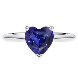 Solitaire Ring Witgoud Ceylon Saffier Hartvormig 2,50 Karaat