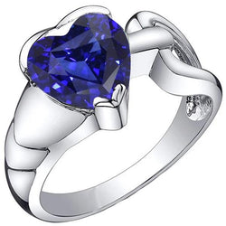 Solitaire Ring Witgoud Hart Blauwe Saffier 3 Karaat