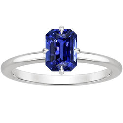 Solitaire Ring Witgoud Stralende Ceylon Saffier 3 Karaat